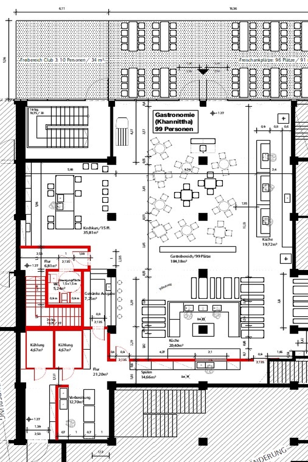 Planausschnitt Thailändisches Streetfoodrestaurant